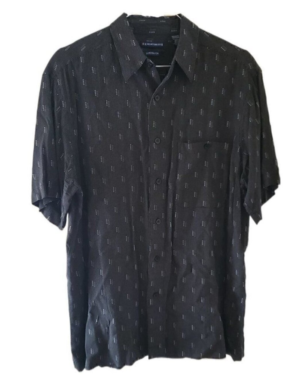 Knightsbridge Men's Gray Patterned Short Sleeve Button Down Shirt